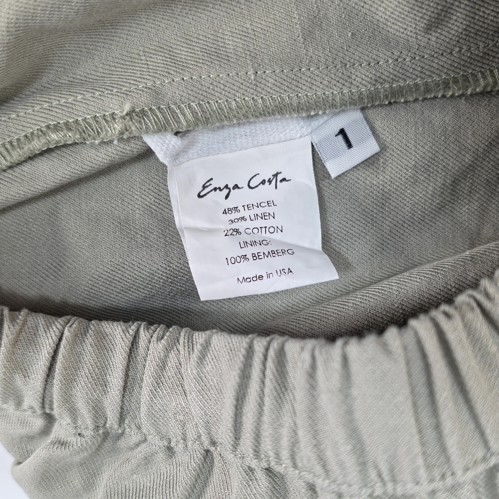 Enza Costa Everywhere Pants Size 1 Taupe Tencel Linen Cotton Elastic Waist - Picture 7 of 7